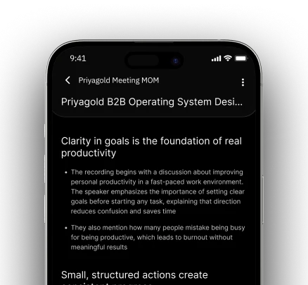 Structured meeting summary